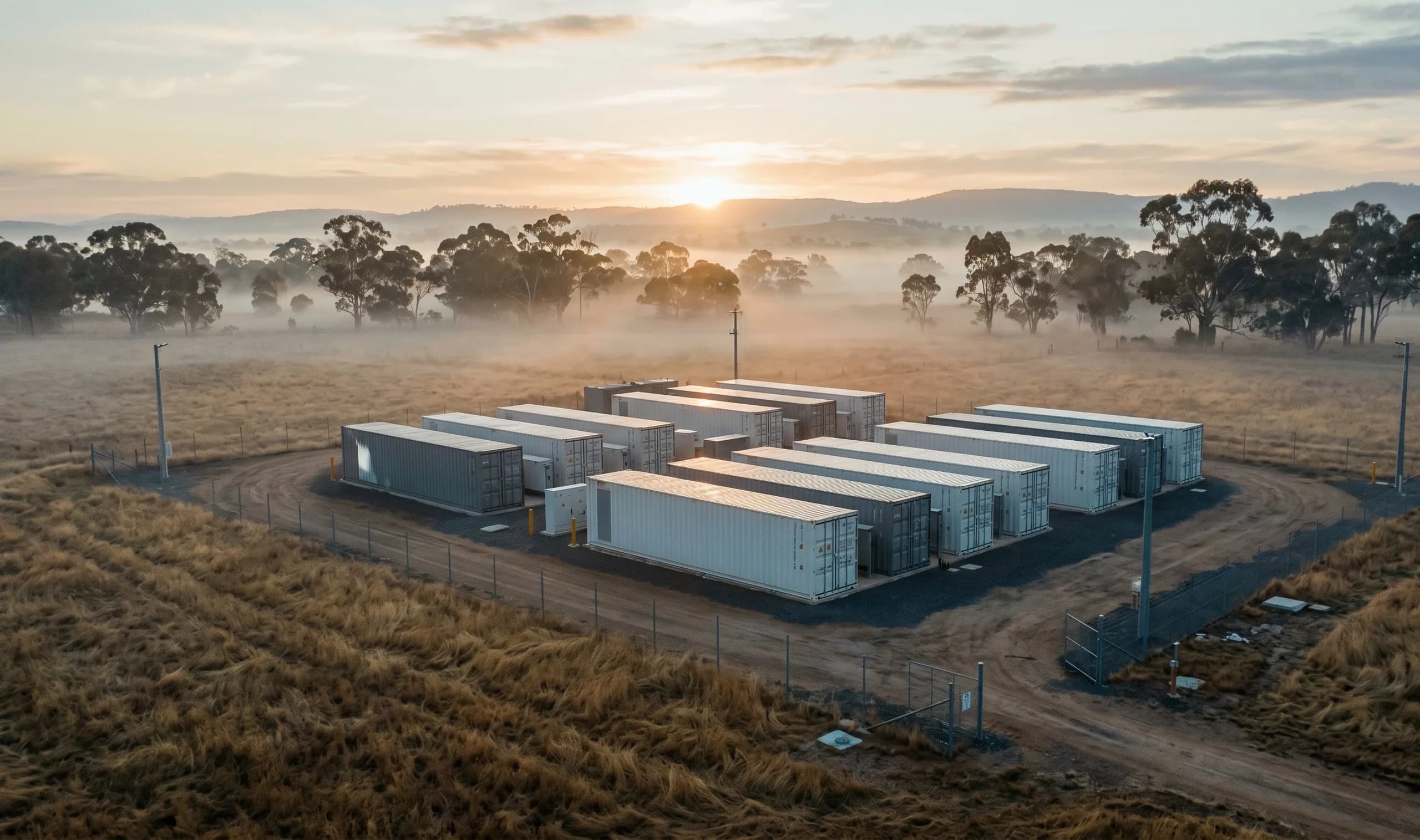 Battery storage site representative of NSW BESS (Orana).